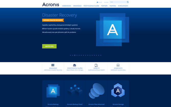 Elementos de diseño del sitio web de Acronis